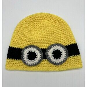 Handmade Crocheted Minion Hat‎ L Child Despicable Me Artisan Beanie Yellow Black
